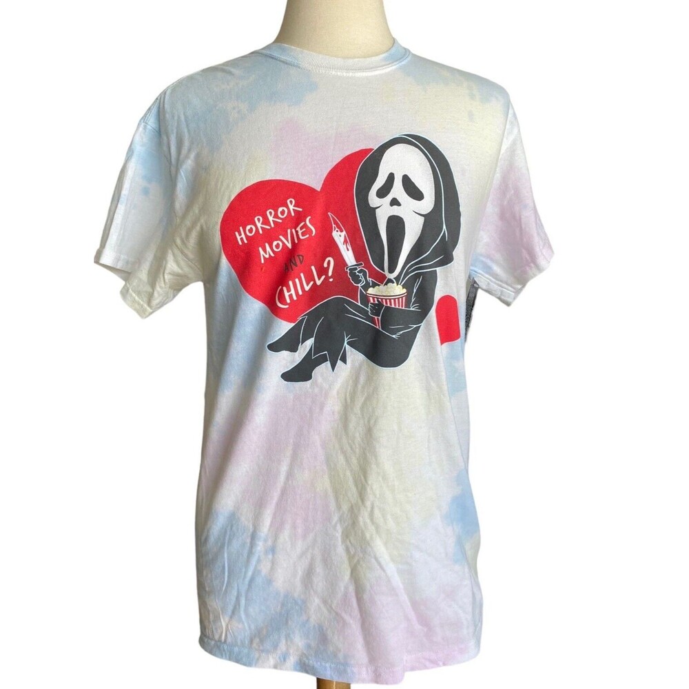 Ghost Face Valentines T-shirt Womens Size Small- Horror Movies & Chill?